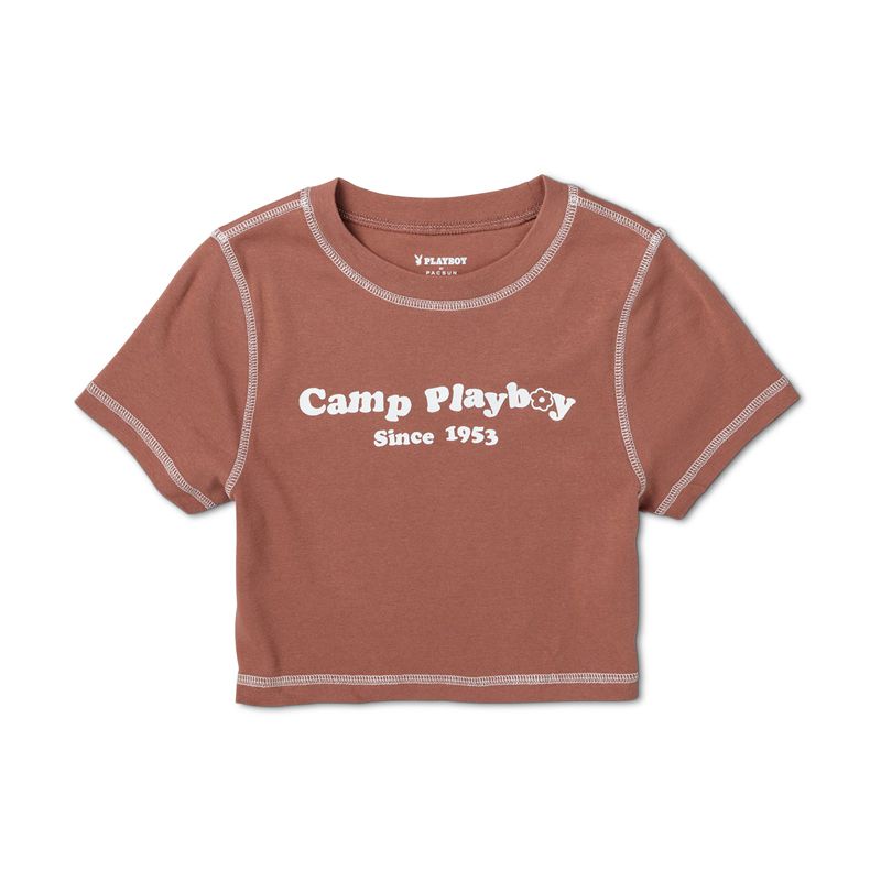 Tank Dama Playboy Camp Clasici Baby Tee Maro | RHCQ-16834