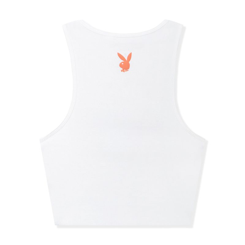 Tank Dama Playboy Club Ribbed Albi | LASC-68537