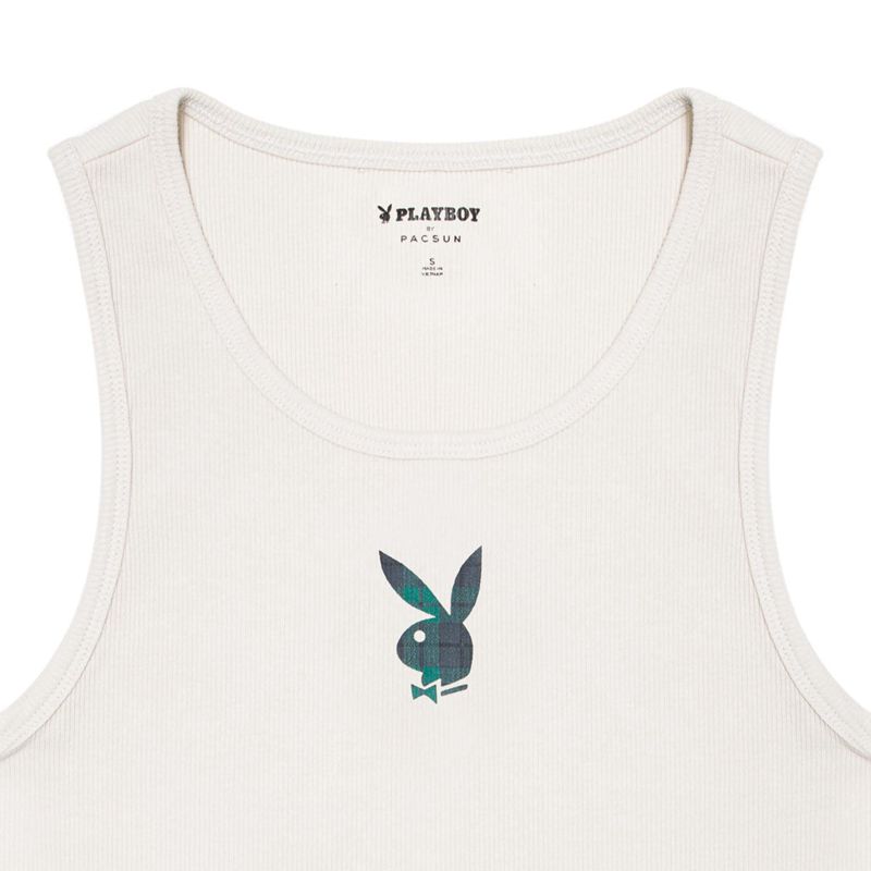 Tank Dama Playboy Plaid Bunny Rib Albi | JNXH-42615