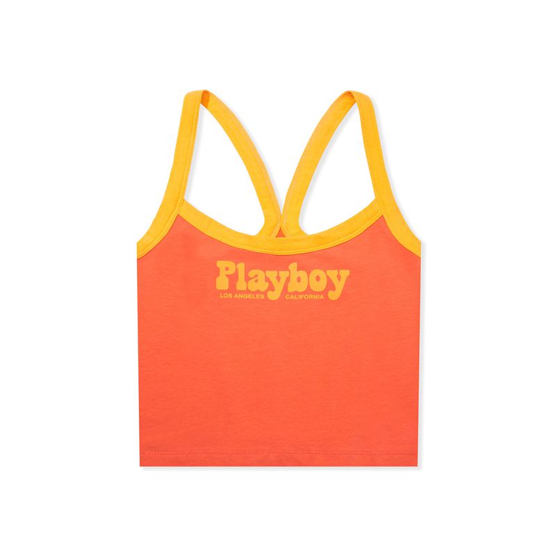 Tank Dama Playboy Racerback Portocalii | LTFN-16475