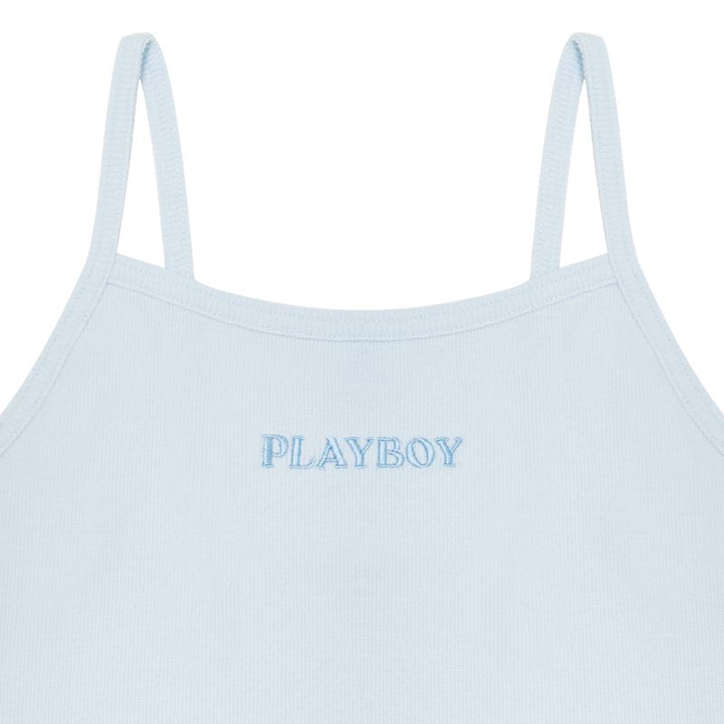 Tank Dama Playboy Ribbed Top Albastri | GOMQ-95382