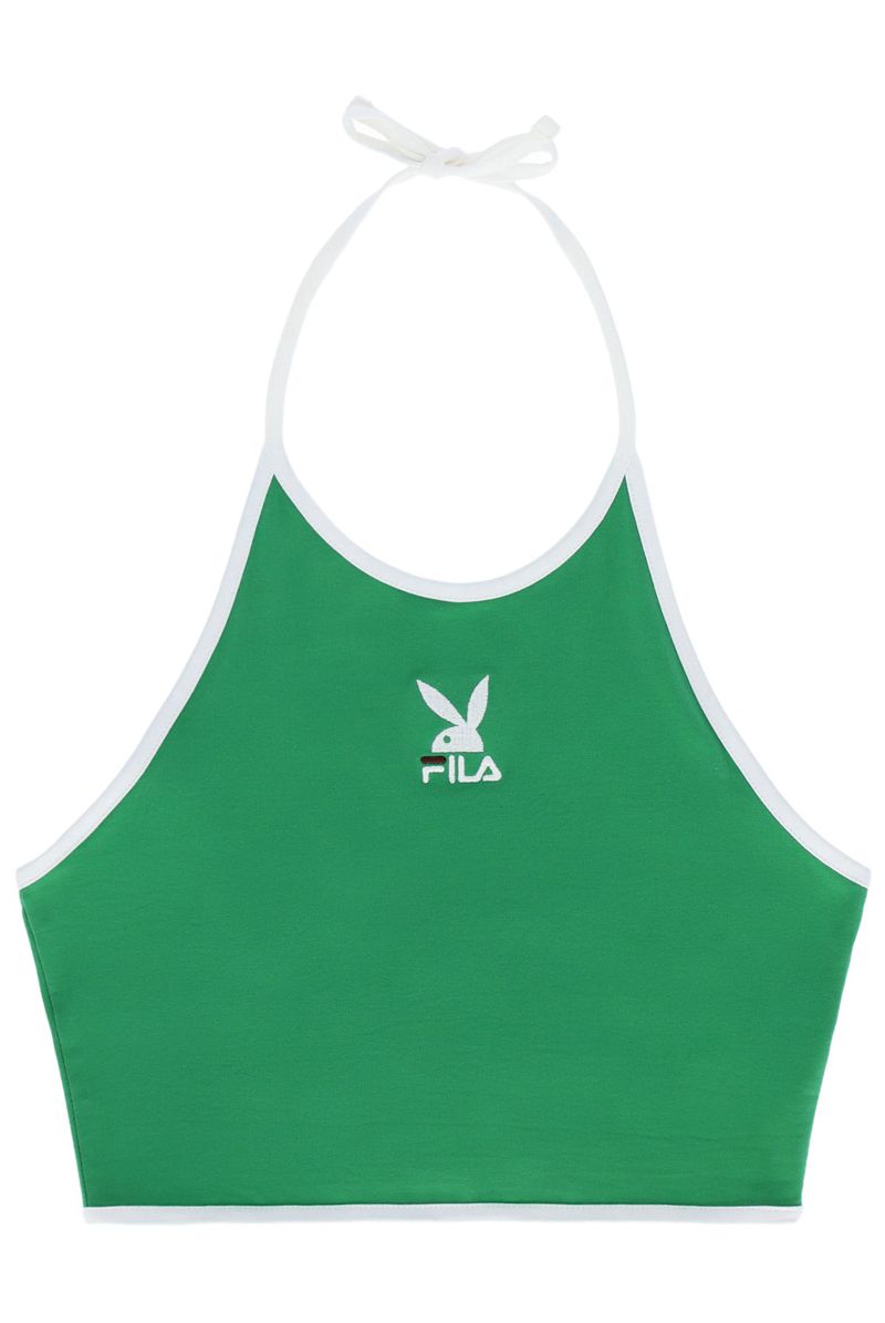 Tank Dama Playboy X Fila Sandra Halter Verzi | YKWL-42901