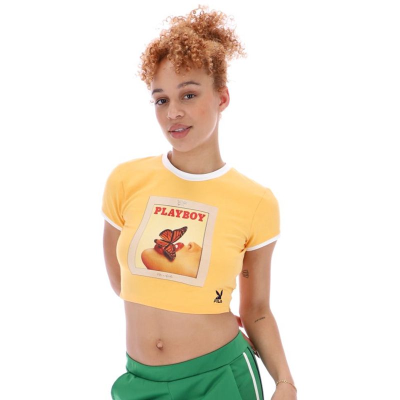 Tank Dama Playboy X Fila Tee Galbeni | PONT-87325