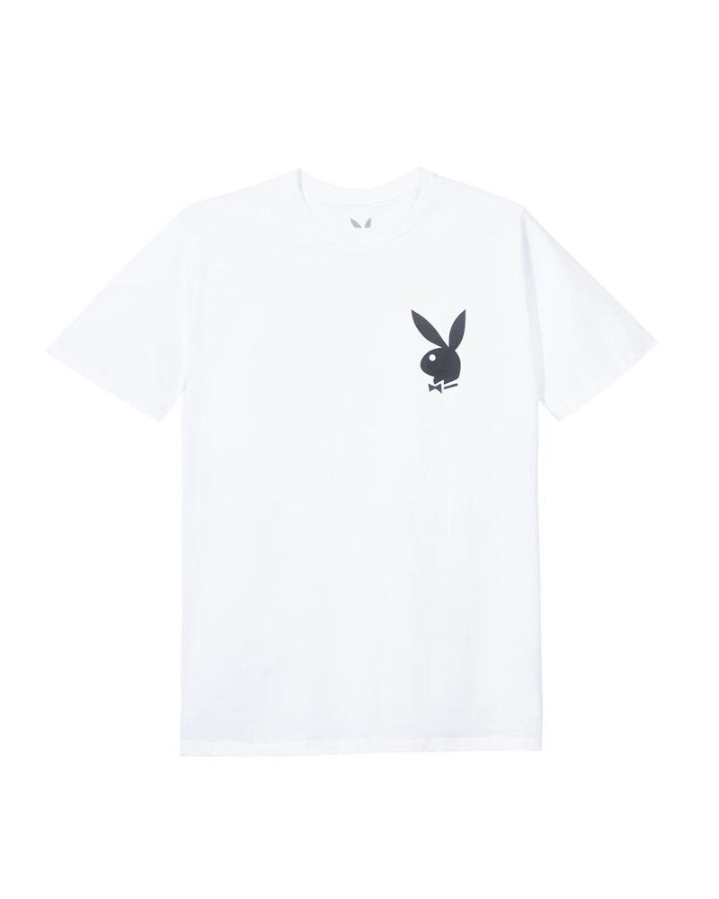 Tricouri Dama Playboy Masthead & Rabbit Head Tee Albi Negrii | OBZU-04581