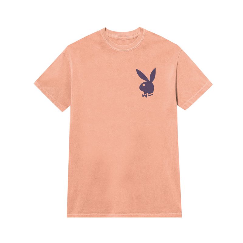 Tricouri Dama Playboy Peach Graphic Violet Portocalii | PYEX-38917