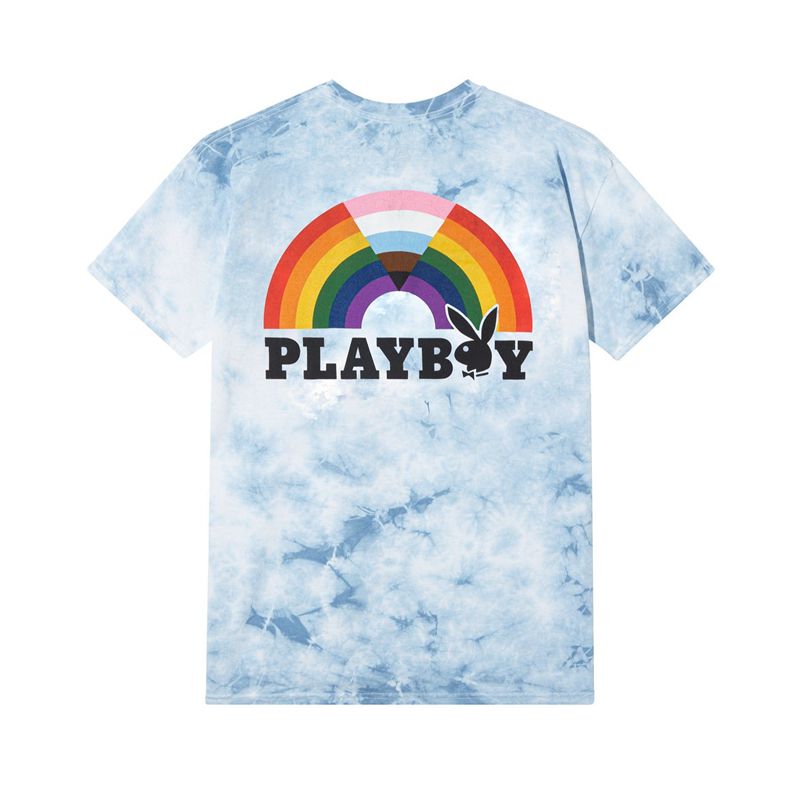 Tricouri Dama Playboy Pride Is Good Tie Dye Albi Albastri | JAIQ-61540