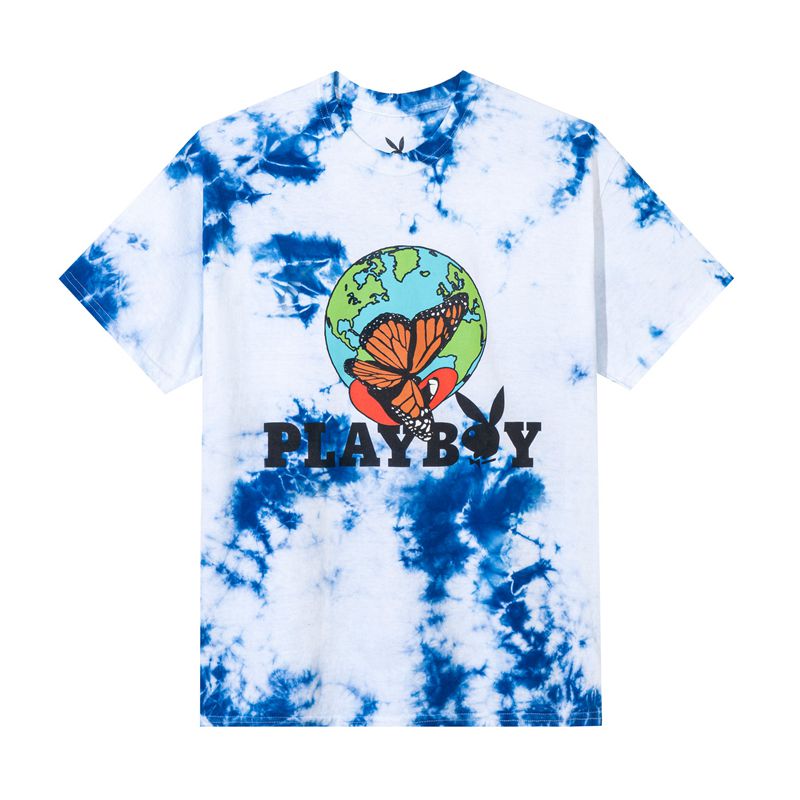 Tricouri Dama Playboy Tie-Dye Au Naturel Albi Albastri | ULNR-46231