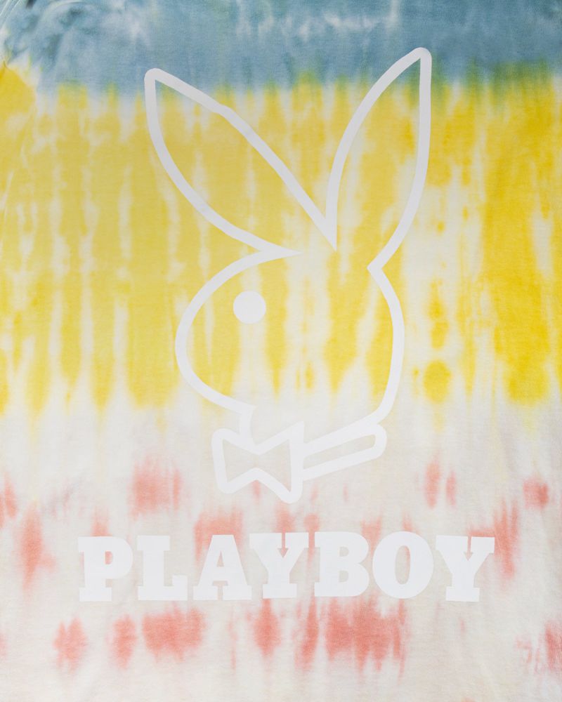 Tricouri Dama Playboy Tie-Dye Logo Long Sleeve Albastri Galbeni Portocalii | UDLM-67240