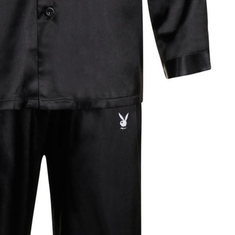 Îmbrăcăminte De Lounge Barbati Playboy Satin Lounge Pajama Set Negrii | BVAG-49017