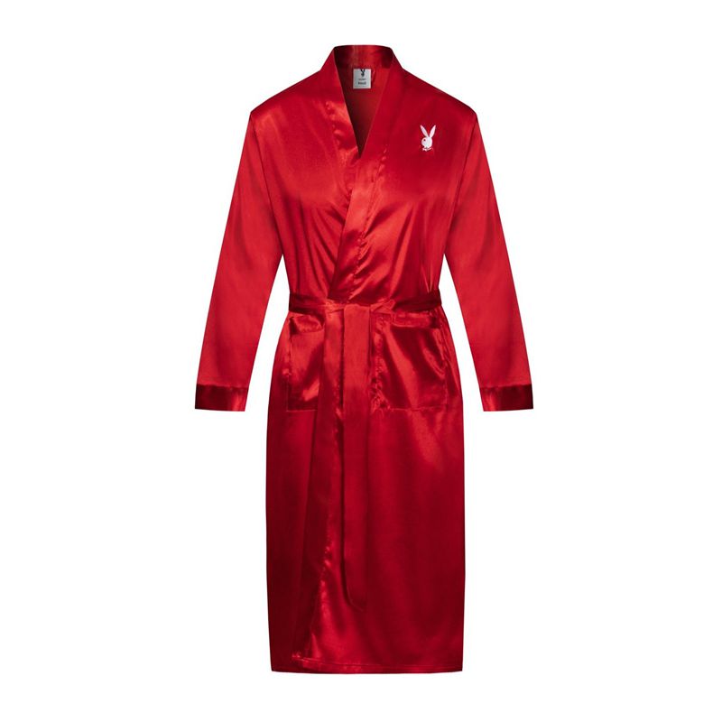 Îmbrăcăminte De Lounge Barbati Playboy Satin Lounge Robe Rosii | MEHU-50187