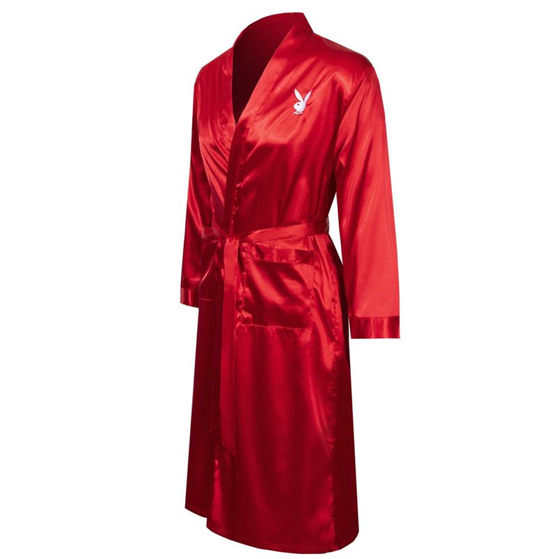 Îmbrăcăminte De Lounge Barbati Playboy Satin Lounge Robe Rosii | MEHU-50187