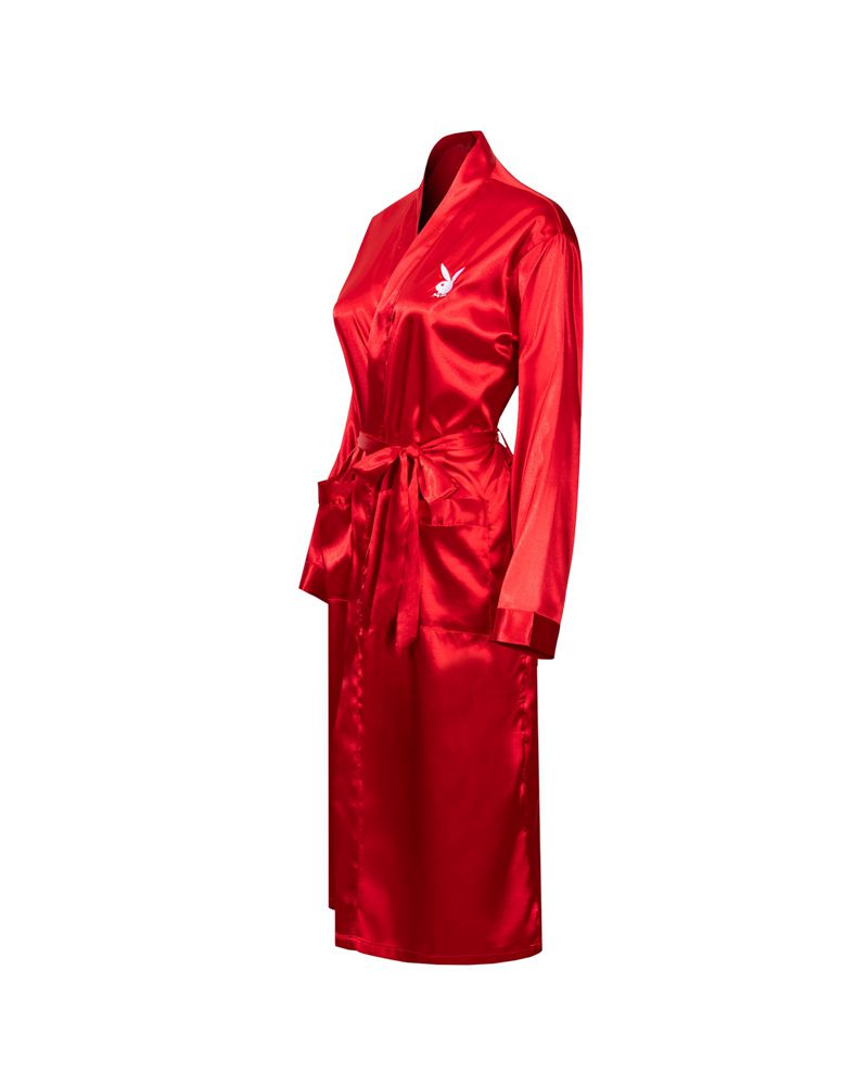 Îmbrăcăminte De Lounge Barbati Playboy Satin Lounge Robe Rosii | MEHU-50187