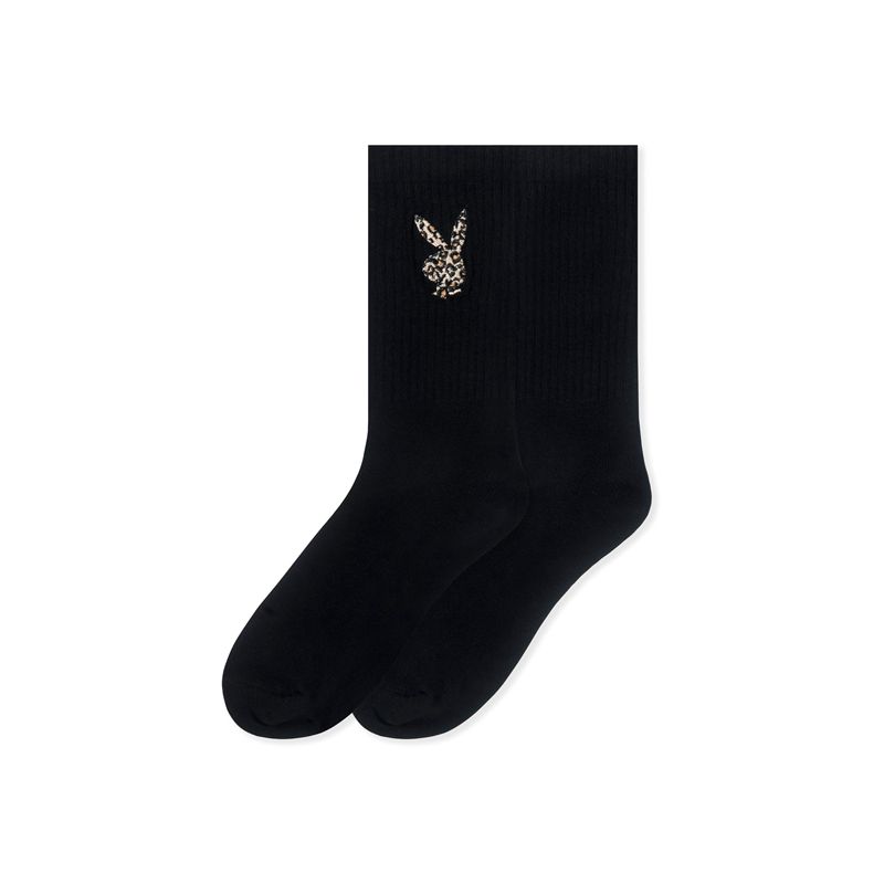 Îmbrăcăminte De Lounge Dama Playboy Leopard Print Bunny Socks Negrii | UMLK-73258