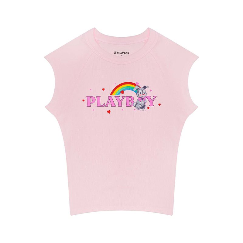 Îmbrăcăminte De Lounge Dama Playboy Rainbow Bunny Raglan Roz | KGFB-49301