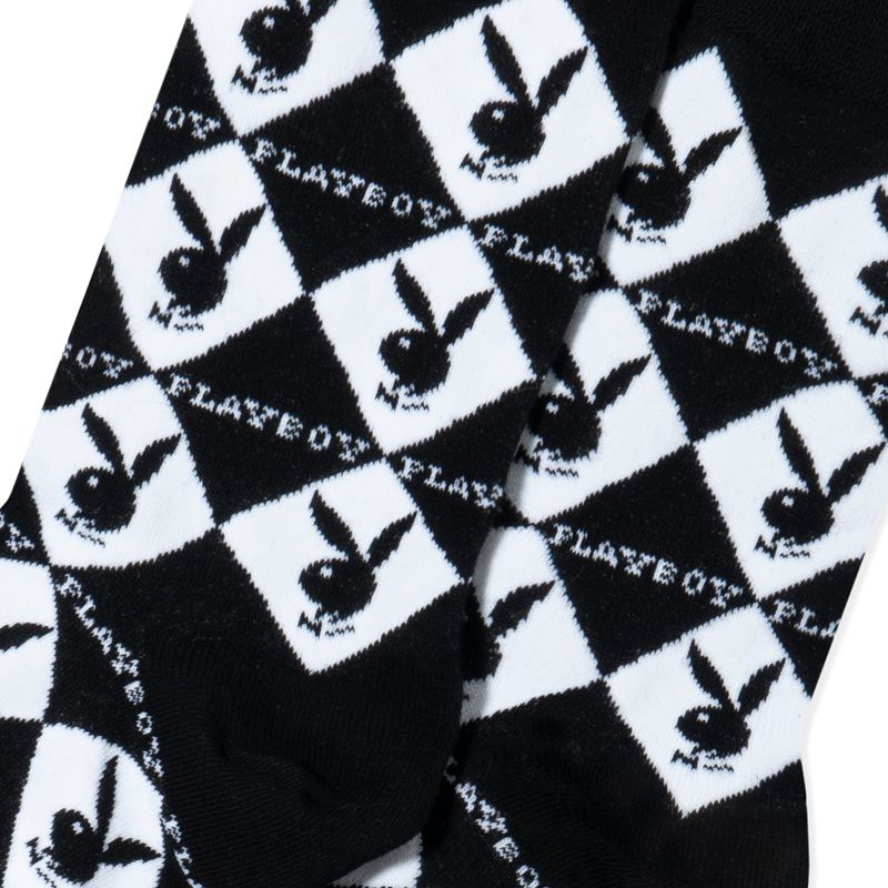 Îmbrăcăminte De Lounge Dama Playboy Women S Rabbit Head Argyle Socks Negrii | SWDP-08931