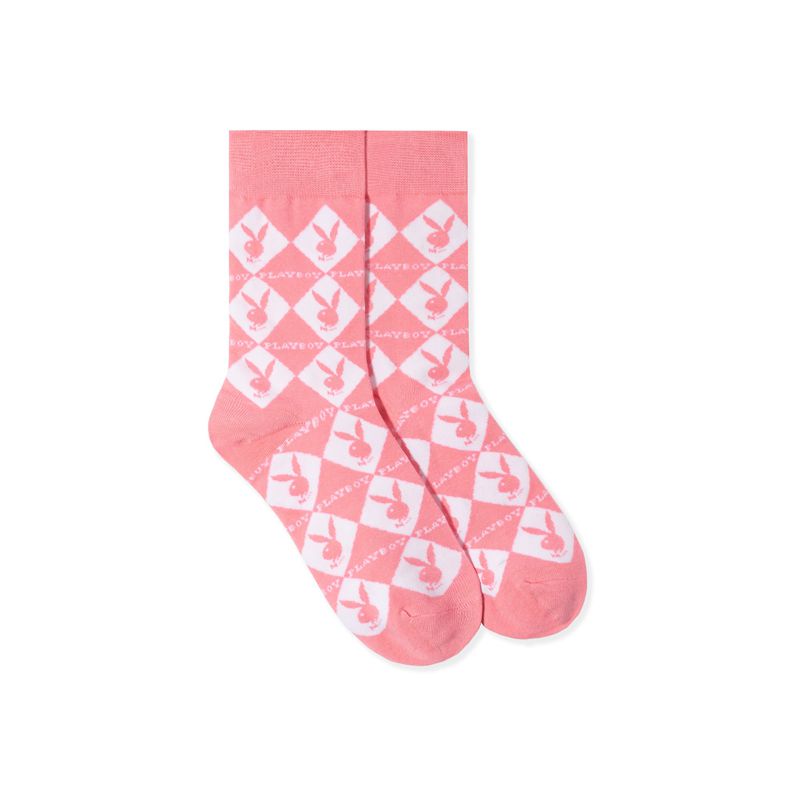 Îmbrăcăminte De Lounge Dama Playboy Women S Rabbit Head Argyle Socks Negrii | SWDP-08931