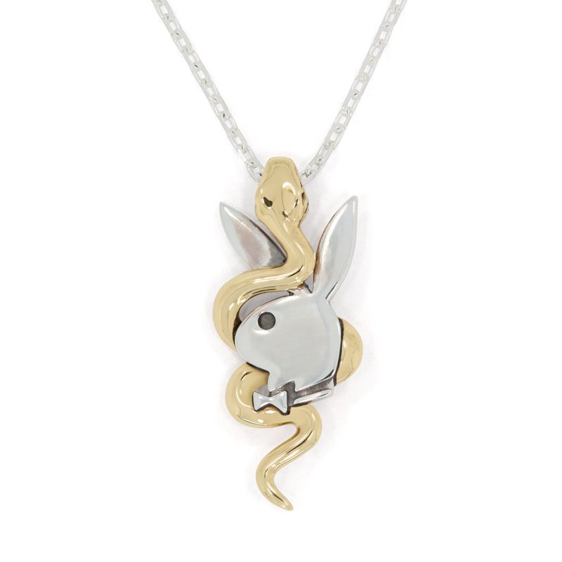 Bijuterii Barbati Playboy X The Great Frog Entwined Pendant On Chain Argintii Aurii | MCIK-43027