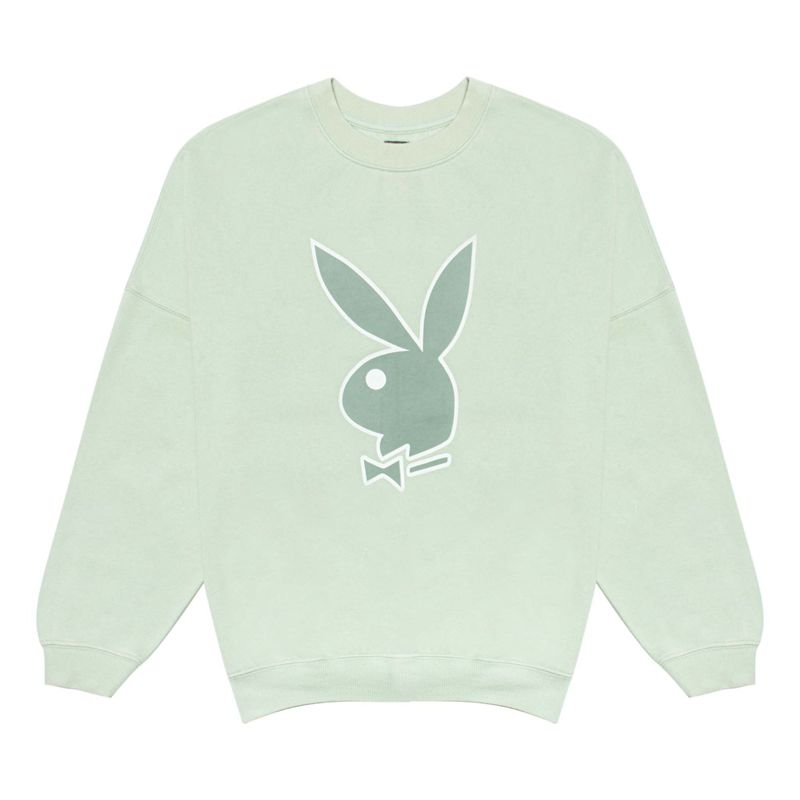 Hanorac Cu Gluga Dama Playboy Clasici Bunny Crewneck Verde Menta Verzi | IMUY-54290