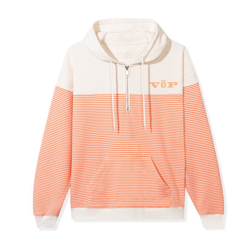 Hanorac Cu Gluga Dama Playboy Drop Stripe Vip Club Quarter Zip Albi Portocalii | ZXVJ-23571