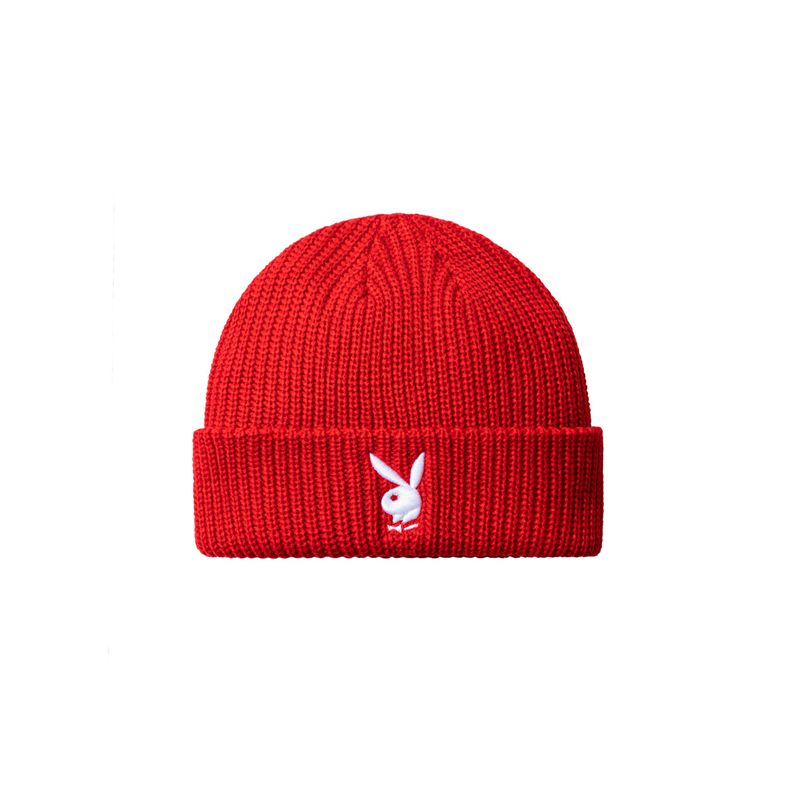 Palarie Barbati Playboy Rabbit Head Knit Beanie Rosii | JIHK-63820