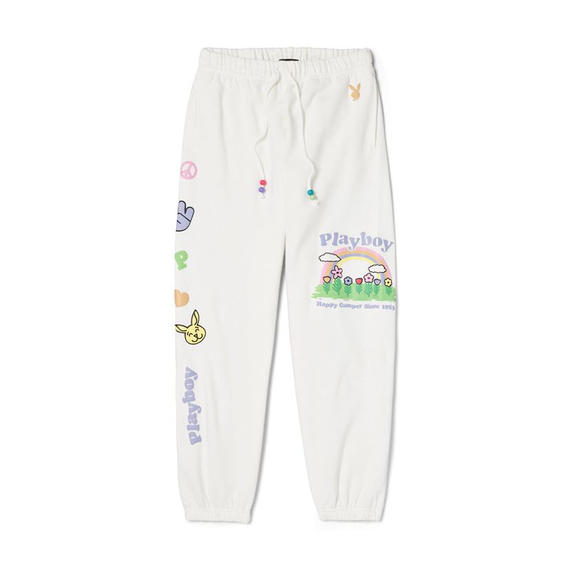 Pantaloni Dama Playboy Beaded Rainbow Sweats Albi | BKUX-63295