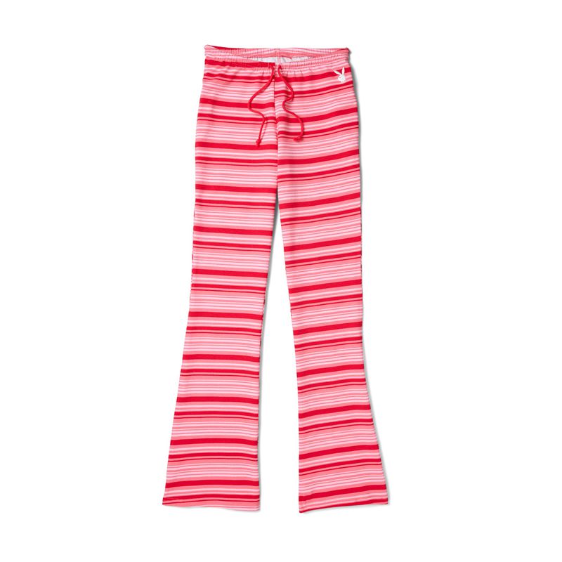 Pantaloni Dama Playboy Crush Stripe Flare Sweats Rosii | UPNH-02389