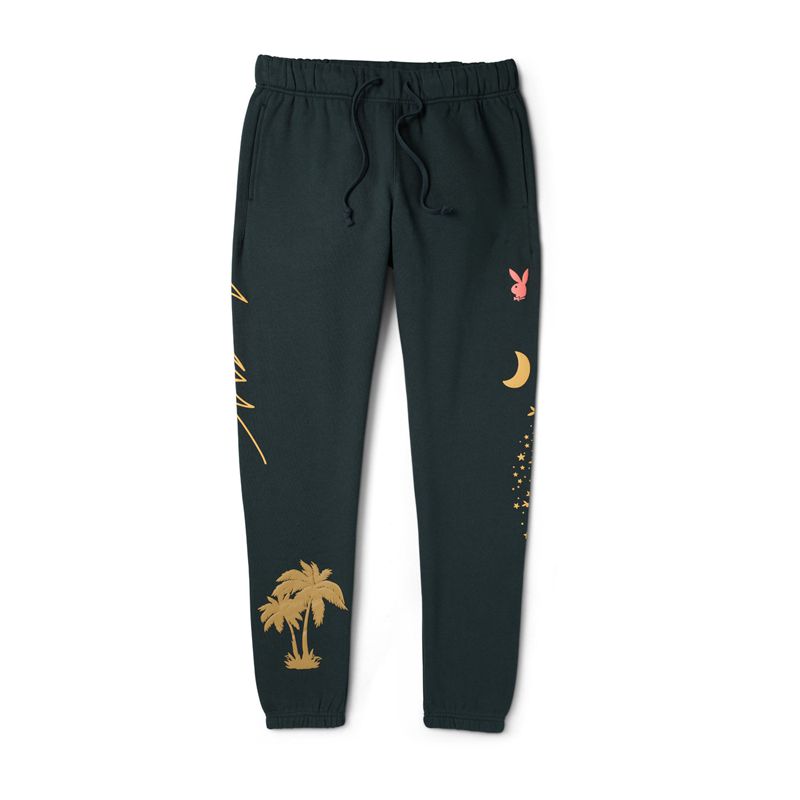 Pantaloni De Trening Barbati Playboy Love Sweatpant Negrii | LXBD-01965