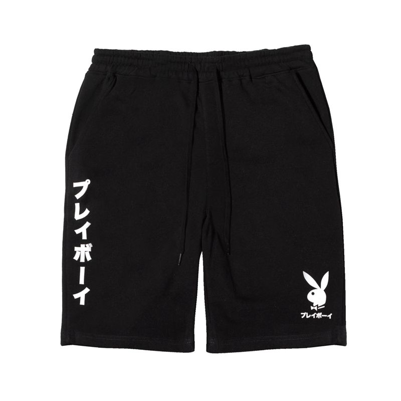 Pantaloni Scurti Barbati Playboy Japanese Rabbit Head Sweats Negrii | QPCS-35064