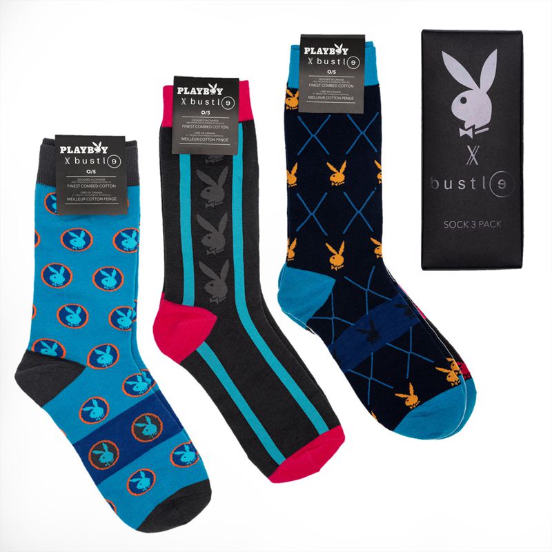 Sosete Barbati Playboy X Bustle Sock Three Pack Colorati | YIGB-29341